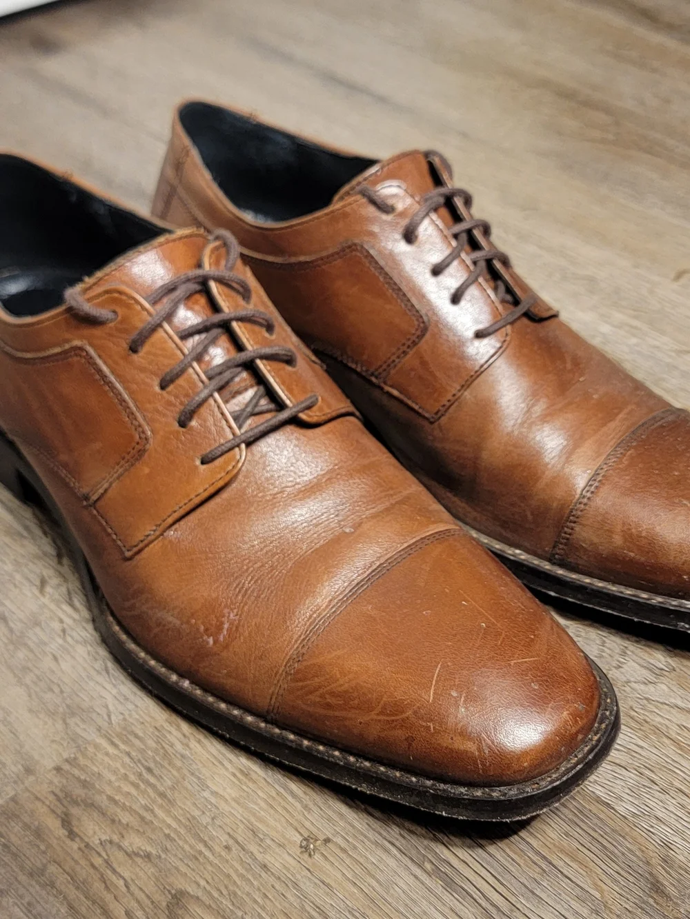 Johnston & Murphy Brown Leather Cap-Toe Derby Oxfords